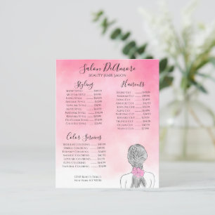 Garota do menu de serviço com aquarela rosa-brava
