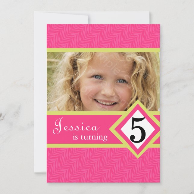 Garota dos Convites de aniversário de 5 anos (Frente)