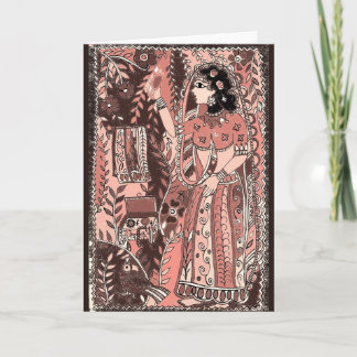 Garota em Cartões de Saudação Festiva de Rosa