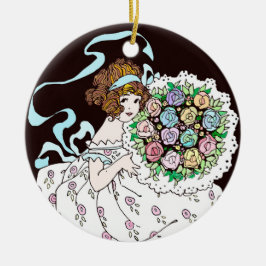 Garota Flor 1920 com ornamento cerâmico Buquê