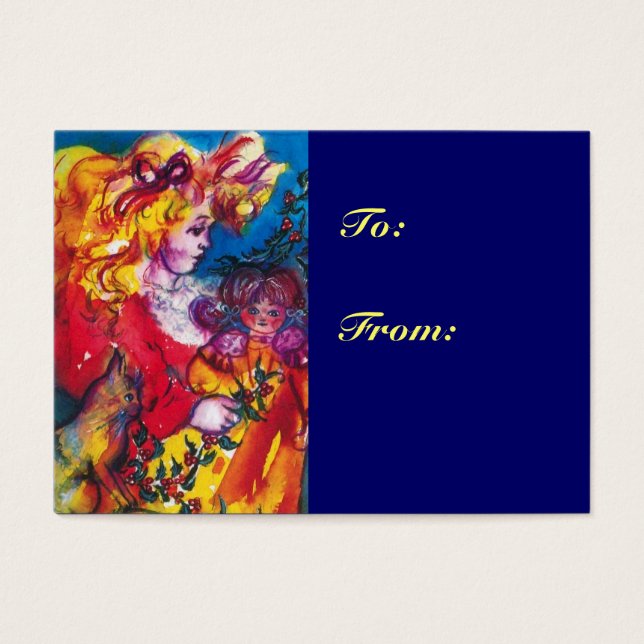 GAROTA, GATO, BONITO presente de Natal Azul (Frente)