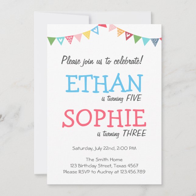 Garota gêmea e convite de aniversário (Frente)