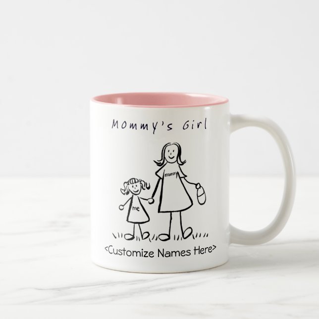 Garota mamãe - Mãe e Filha - Caneca Personalizada (Direita)