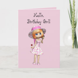 GAROTA NO CARTÃO DE ANIVERSÁRIO DE PINK