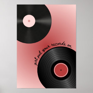 "Garota põe seu disco" Poster de vinil de música