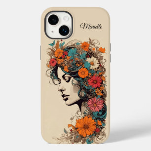Garota Retro com Flores no Cabelo