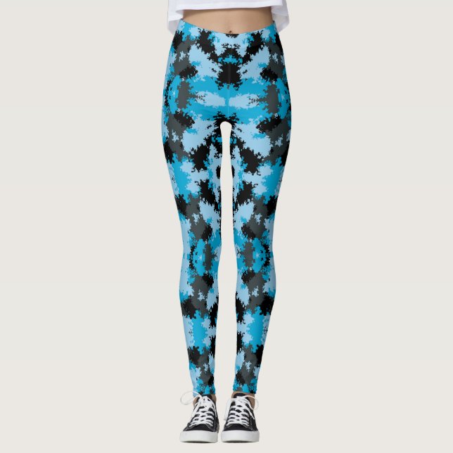 Garota Sassy Blue Leopard Impressão Leggings (Frente)