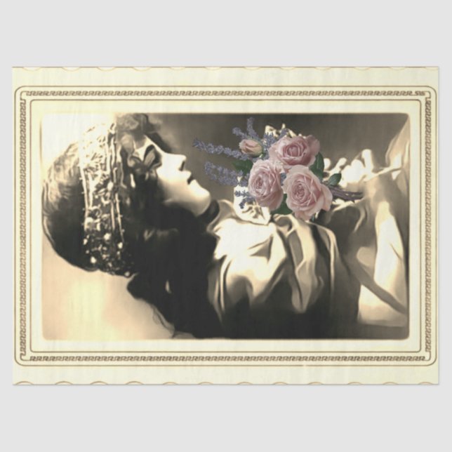 Garota segurando Rosas de papel tecidual (Frente )