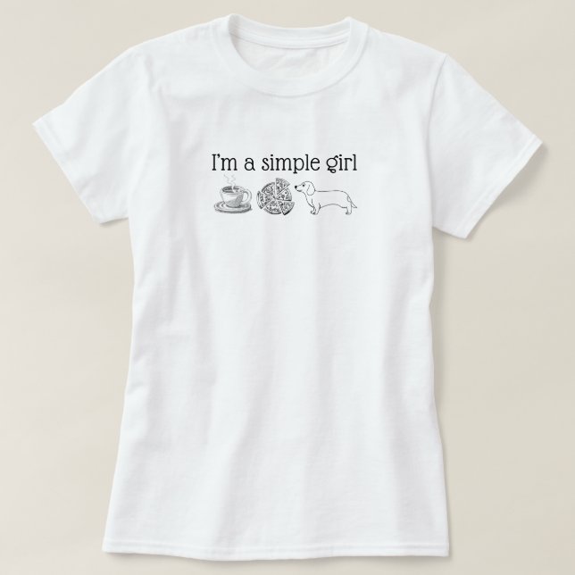 Garota Simples - Café, Pizza, Camisa Básica De Cac (Frente do Design)