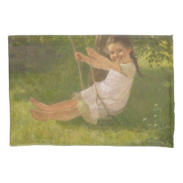 Garota sorridente em um Swing (Infância Vintage)