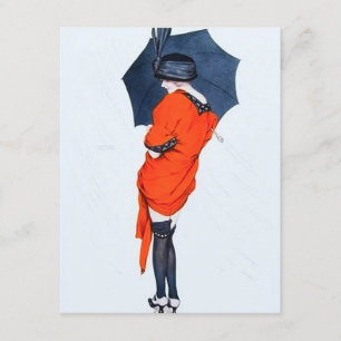 Garota Vintage com Convites de Guarda-chuvas