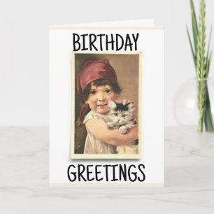 GAROTA VITORIANA COM Cartão de VINTAGEM CAT