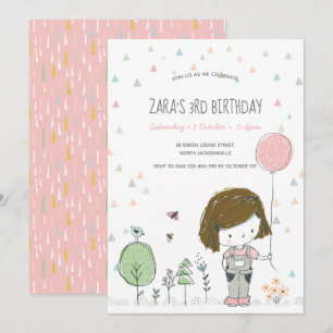 Garota Whimsical Crianças Bebês Convite de Anive