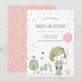 Garota Whimsical Crianças Bebês Convite de Anivers