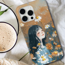 Garota Whimsical em Daisy Field: April Birth Flowe
