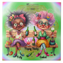 Garotas De Vinho Que Adultam Azulejo De Cerâmica