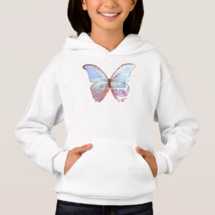 Garotas Pullover Hoodie Antique Blue Borboleta