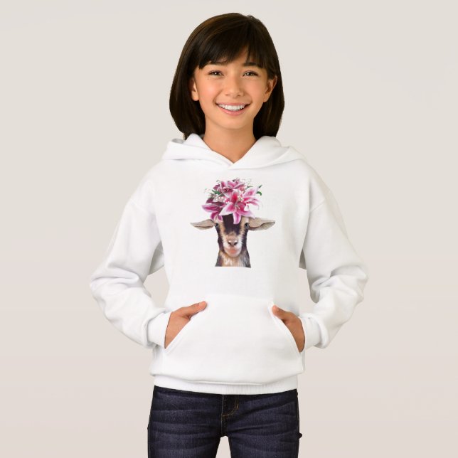 Garotas Pullover Hoodie Lilly, a Cabra (Frente Completa)