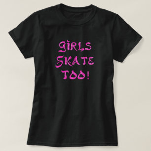 Garotas Skates Também! Camisa preta rosa