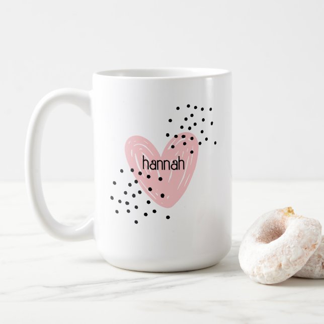 Garotas Whimsical Coração Bela Caneca Personalizad (Com Donut)