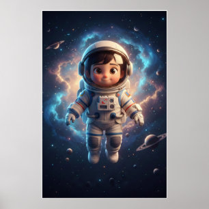 Garoto Astronauta Fofo Poster de Arte de Aventur