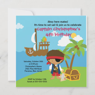Garoto Convite de aniversário Pirata Ahoy Mates