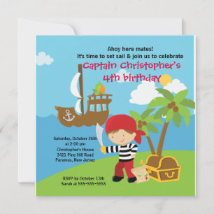 Garoto Convite de aniversário Pirata Ahoy Mates