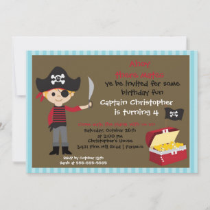 Garoto Convite de aniversário Pirata Ahoy Mates