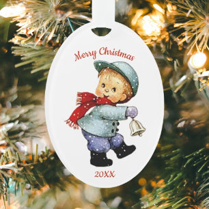 Garoto de Tot de Natal Bonito com Ornamento de Bel