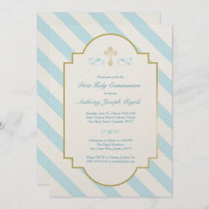 Garoto Primeira Comunidade Sagrada Convite Blue St