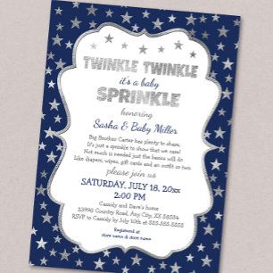 Garoto Twinkle Baby Sprinkle, marinho convites pra