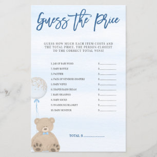 Garoto Urso Azul Balão Adivinha Jogo do Preço