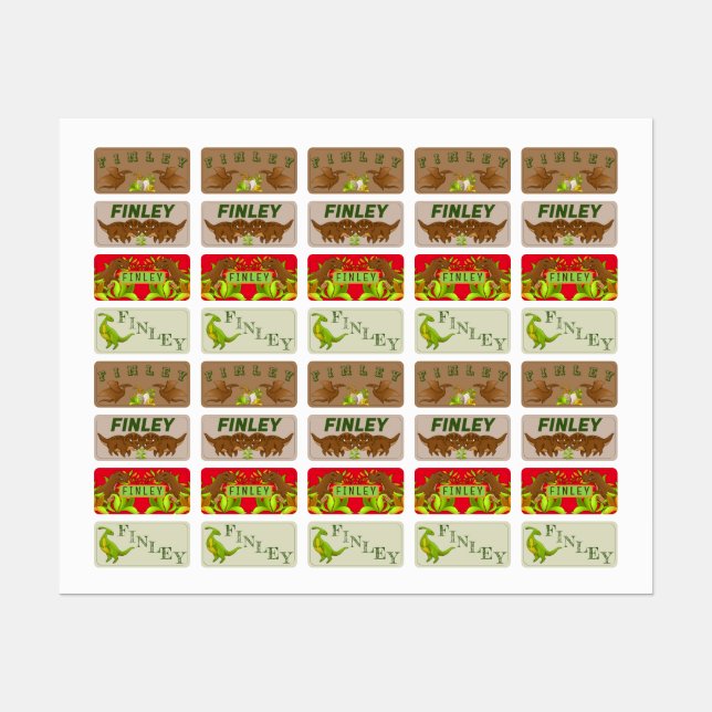 Garotos Cachorros Dançossauro Etiqueta de Vestuári (Folha)