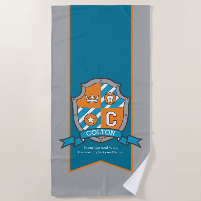 Garotos escudo cavaleiro cinza letra c toalha (Frente)