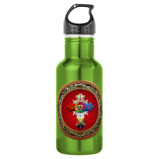 Garrafa [200] Rosy Cross (Rosa Croix) em Vermelho e Dourad (Frente)