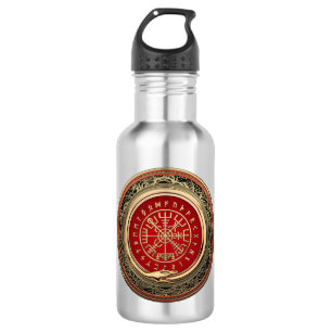 Garrafa [201] Vegvisir - Viking Dourado Magic Runic Compas