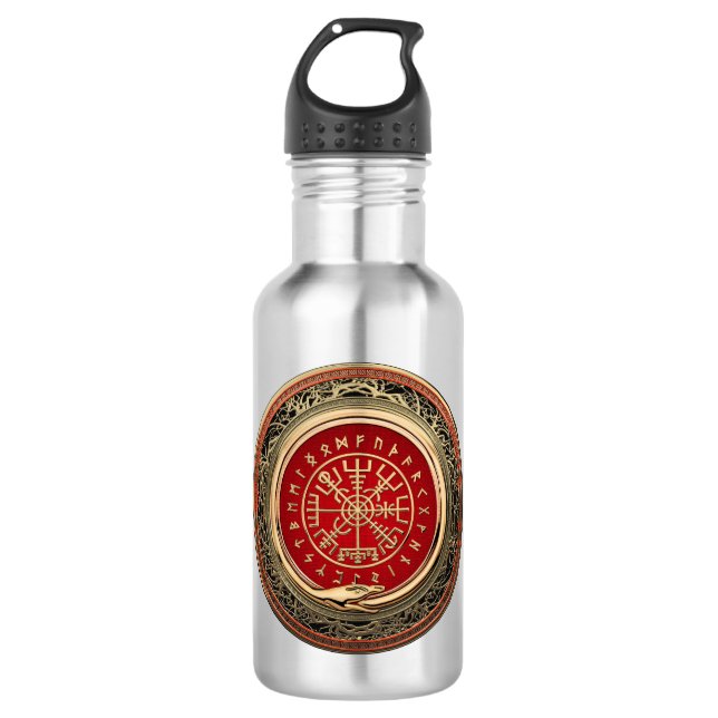 Garrafa [201] Vegvisir - Viking Dourado Magic Runic Compas (Frente)