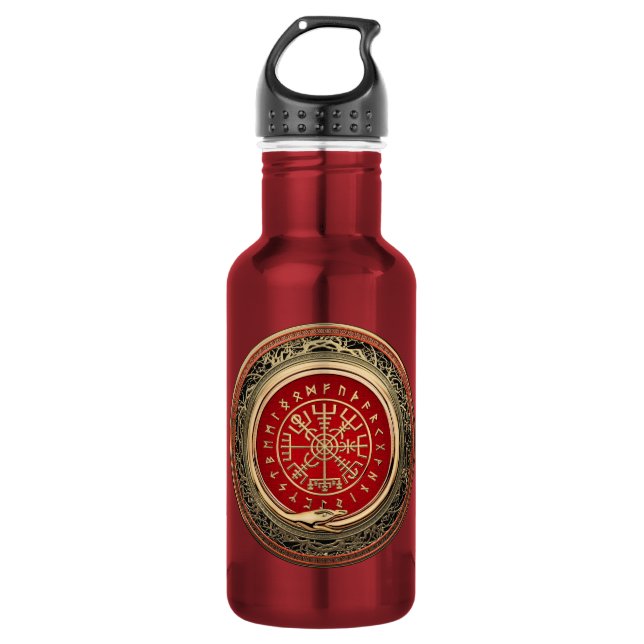 Garrafa [201] Vegvisir - Viking Dourado Magic Runic Compas (Frente)