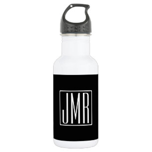 Garrafa 3 iniciais Monograma   Preto e Branco (ou cor diy)
