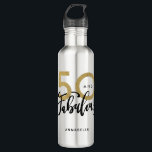 Garrafa 50 e fabuloso aniversário<br><div class="desc">Celebre seu aniversário especial em estilo com esse efeito preto e ouro 50 e uma linda caneca de aniversário. Parte de uma coleção.</div>