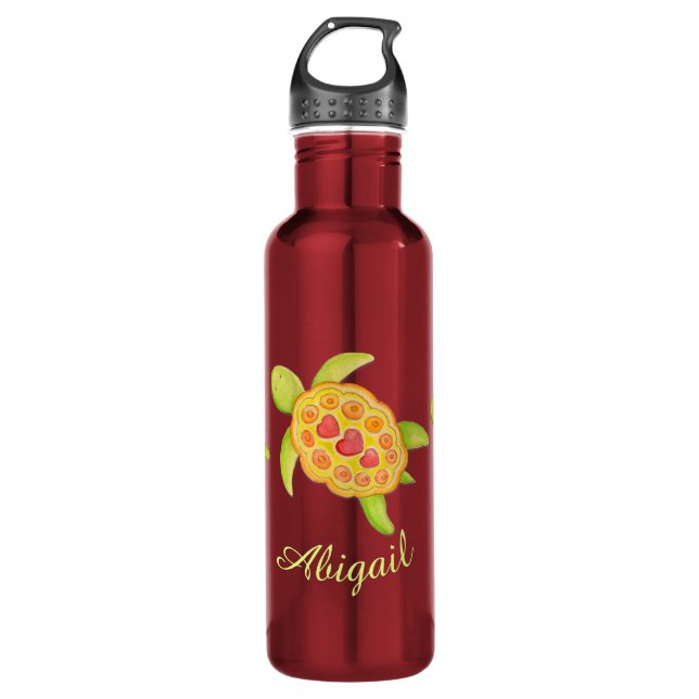 Garrafa A arte da aguarela da tartaruga nomeada bebe a (Frente)