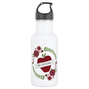 Garrafa A grinalda floral Apple vermelho personalizou o