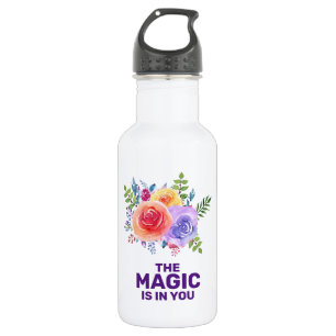 Garrafa A magia está no seu Design Floral Inspiracional