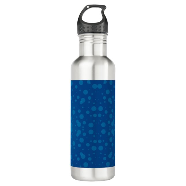 Garrafa A silver stainless steel water bottle with a sleek (Frente)