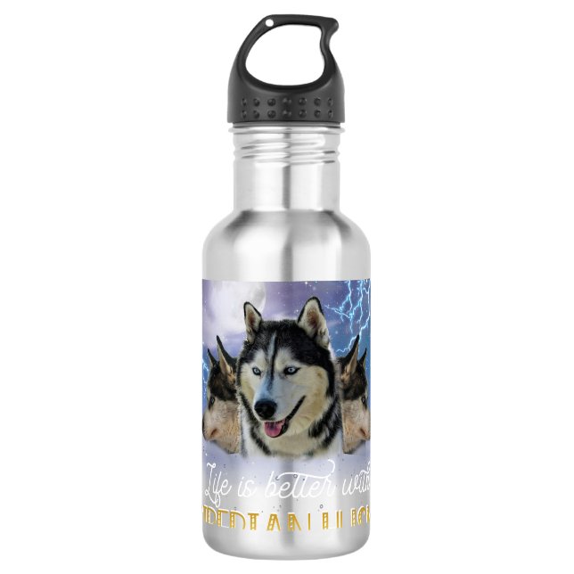 Garrafa A Vida É Melhor Com Um Husky Siberiano (Frente)