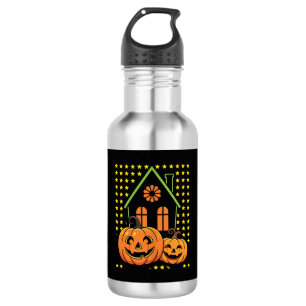 Garrafa Abóbora de Halloween Casa Assombrada Estrela Fofa