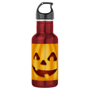 Garrafa Abóbora esculpida sorrindo design de Halloween