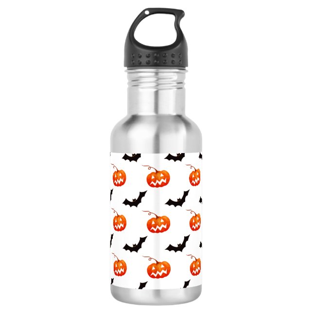 Garrafa Abóboras e Morcegos de Halloween, Doce ou Travessu (Frente)