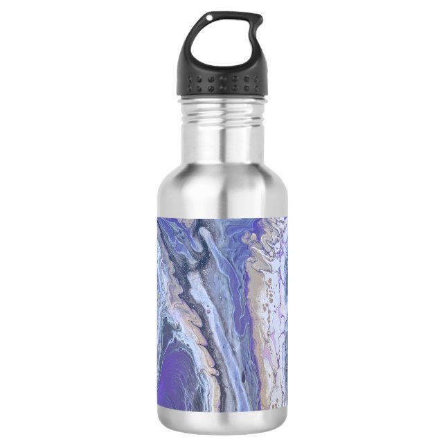 Garrafa Abstract Purple & Gold Mineral Veins Water Bottle (Frente)