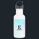 Garrafa Abstrato Azul Moderno e Aquarela Puro<br><div class="desc">Garrafa de água com um abstrato moderno design de aquarela. As cores azul e púrpura se misturam e se misturam em um padrão de abstrato de cor pastel mole.</div>